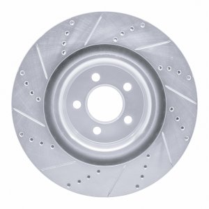 Chrysler 300 Brake Rotor (1) - Front Right - R1 Concepts - Drilled & Slotted - Silver - `05-`23